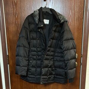 Nautica Down Black Faux Fur Hooded Jacket GUC 2X